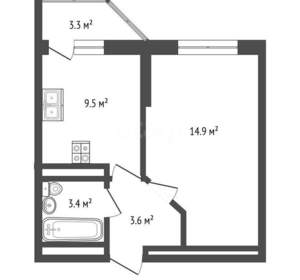 1-к квартира, вторичка, 32м2, 1/13 этаж