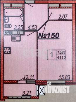 1-к квартира, вторичка, 41м2, 16/19 этаж