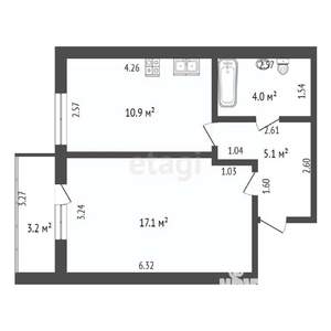 1-к квартира, вторичка, 37м2, 2/5 этаж