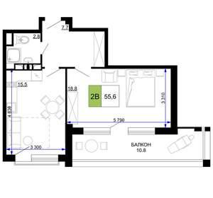 2-к квартира, вторичка, 56м2, 5/9 этаж