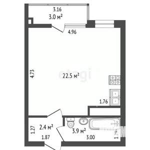 Студия квартира, вторичка, 29м2, 8/20 этаж