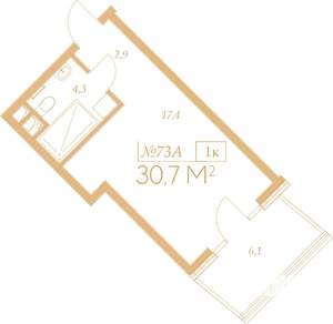 1-к квартира, вторичка, 35м2, 5/9 этаж