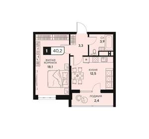 1-к квартира, вторичка, 40м2, 10/15 этаж