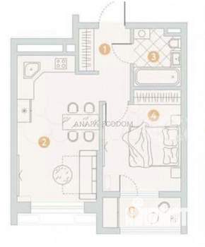 1-к квартира, вторичка, 40м2, 3/4 этаж