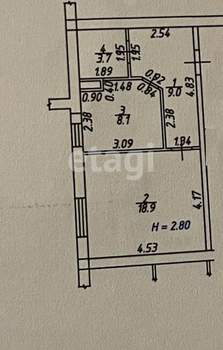 1-к квартира, вторичка, 40м2, 1/3 этаж