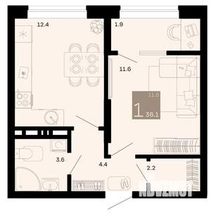 1-к квартира, вторичка, 36м2, 5/8 этаж