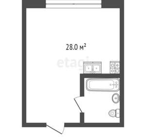 1-к квартира, вторичка, 28м2, 1/9 этаж