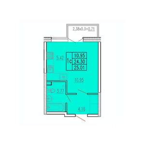 Студия квартира, вторичка, 25м2, 1/6 этаж