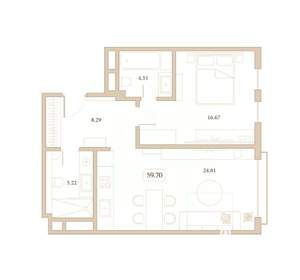 1-к квартира, вторичка, 60м2, 7/7 этаж