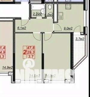 2-к квартира, вторичка, 52м2, 6/12 этаж