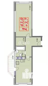 1-к квартира, вторичка, 47м2, 11/13 этаж