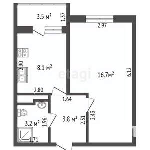 1-к квартира, вторичка, 35м2, 5/20 этаж