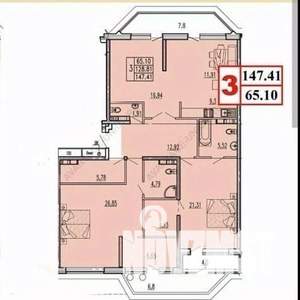 3-к квартира, вторичка, 147м2, 14/14 этаж