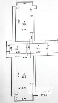 1-к квартира, вторичка, 50м2, 3/8 этаж