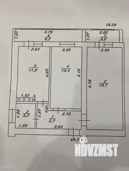 2-к квартира, вторичка, 63м2, 1/3 этаж
