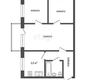 3-к квартира, вторичка, 57м2, 2/5 этаж