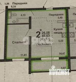 1-к квартира, вторичка, 44м2, 15/18 этаж