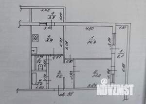 2-к квартира, вторичка, 51м2, 8/9 этаж