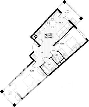 2-к квартира, строящийся дом, 62м2, 4/8 этаж