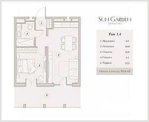 2-к квартира, вторичка, 53м2, 2/9 этаж
