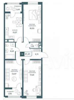 3-к квартира, вторичка, 81м2, 18/20 этаж