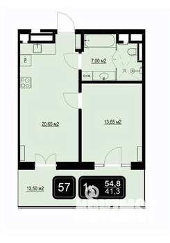 1-к квартира, вторичка, 55м2, 5/9 этаж