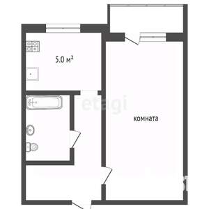 1-к квартира, вторичка, 21м2, 2/2 этаж