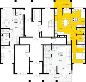 2-к квартира, вторичка, 54м2, 1/8 этаж