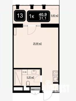 Студия квартира, вторичка, 41м2, 1/9 этаж