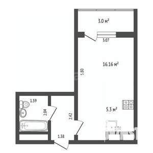 Студия квартира, вторичка, 24м2, 8/17 этаж