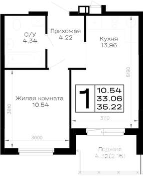 1-к квартира, вторичка, 35м2, 3/4 этаж