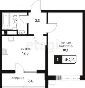 1-к квартира, вторичка, 40м2, 11/15 этаж