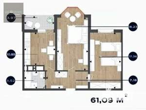 2-к квартира, вторичка, 62м2, 16/18 этаж