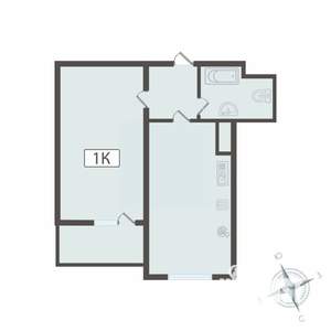 1-к квартира, вторичка, 43м2, 4/16 этаж