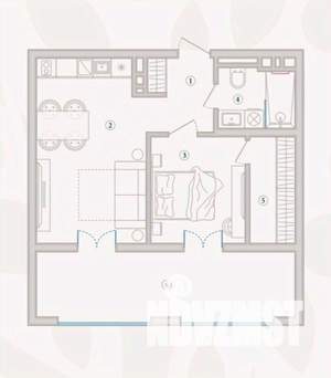 1-к квартира, вторичка, 60м2, 3/5 этаж