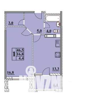 1-к квартира, вторичка, 47м2, 5/14 этаж
