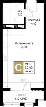 Студия квартира, вторичка, 32м2, 12/12 этаж