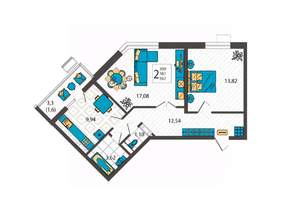 2-к квартира, вторичка, 60м2, 1/9 этаж