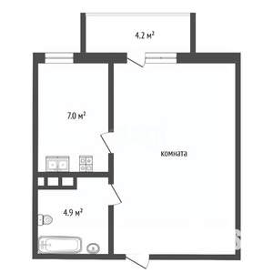 1-к квартира, вторичка, 39м2, 5/7 этаж
