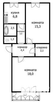 2-к квартира, вторичка, 53м2, 2/2 этаж