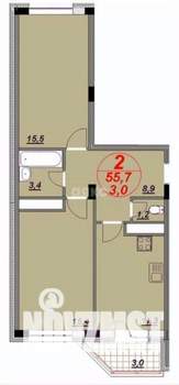 2-к квартира, вторичка, 62м2, 2/13 этаж