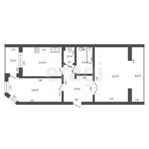 2-к квартира, вторичка, 74м2, 3/6 этаж