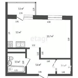 Студия квартира, вторичка, 32м2, 1/5 этаж
